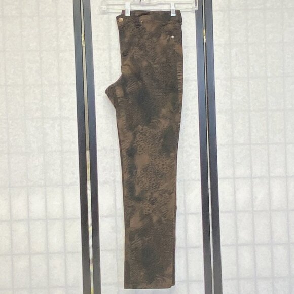 Gloria Vanderbilt Sadie Vintage Animal Hide Print Skinny Denim Jeans Brown 14 - Picture 5 of 13